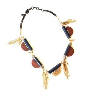 J.Crew Wooden Disk Tassel Necklace